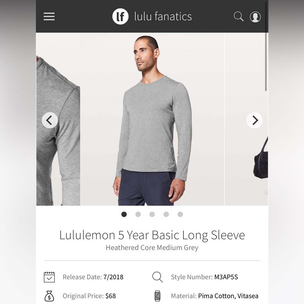 Lululemon Men’s 5 Year Basic Long Sleeve